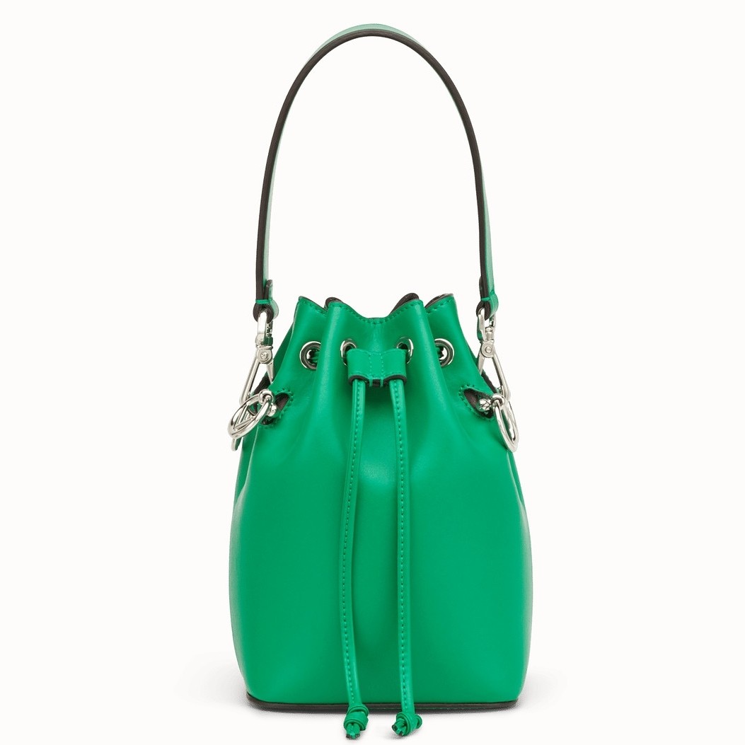 F**di mon tresor mini bucket bag in green calfskin