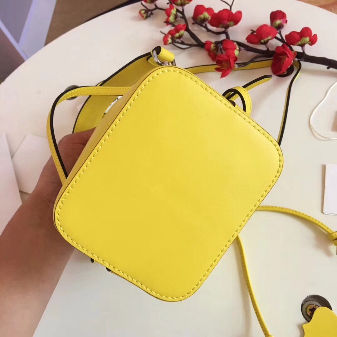 F**di mon tresor mini bucket bag in yellow calfskin