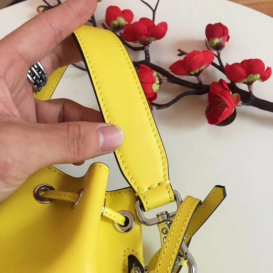 F**di mon tresor mini bucket bag in yellow calfskin