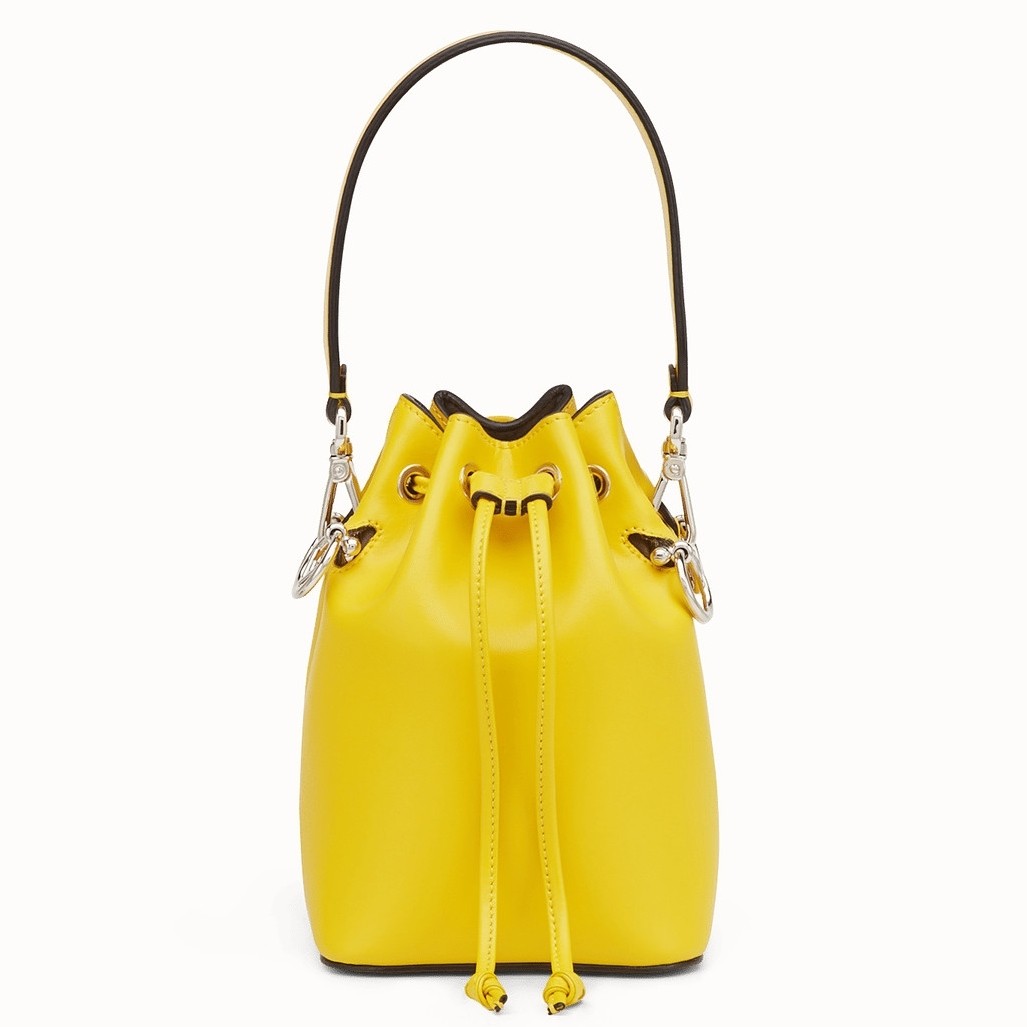 F**di mon tresor mini bucket bag in yellow calfskin