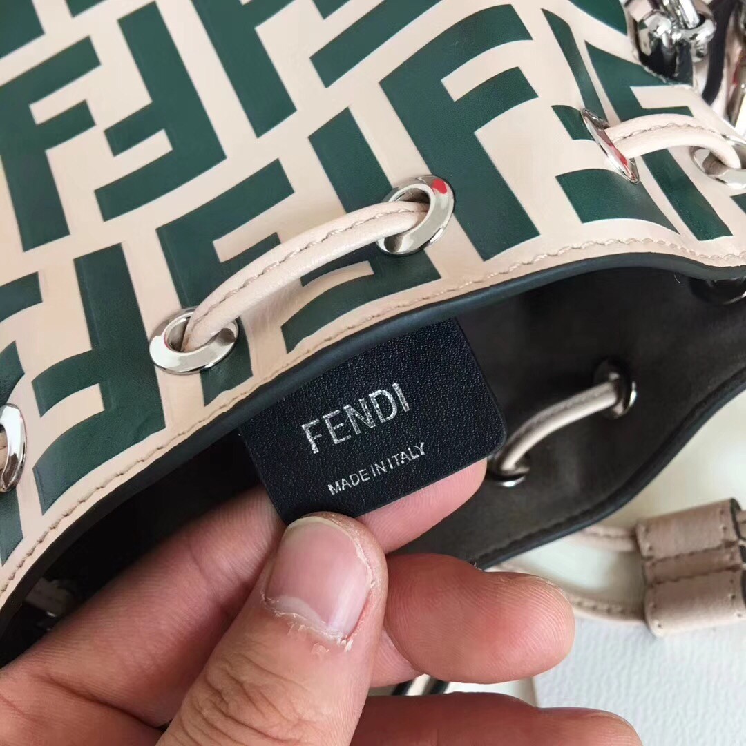 F**di ff mon tresor mini bucket bag in nude calfskin