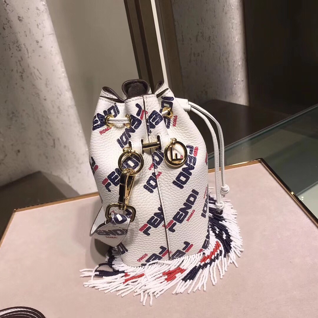 F**di logo-printed fringed mon tresor mini bucket bag