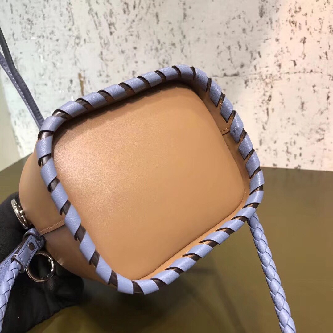 F**di mon tresor mini bucket braided bag in brown calfskin