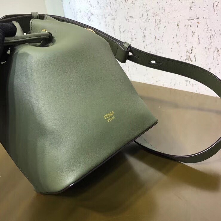 F**di small mon tresor bucket bag in green calfskin