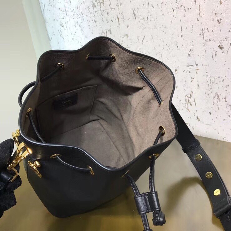 F**di small mon tresor bucket bag in black calfskin