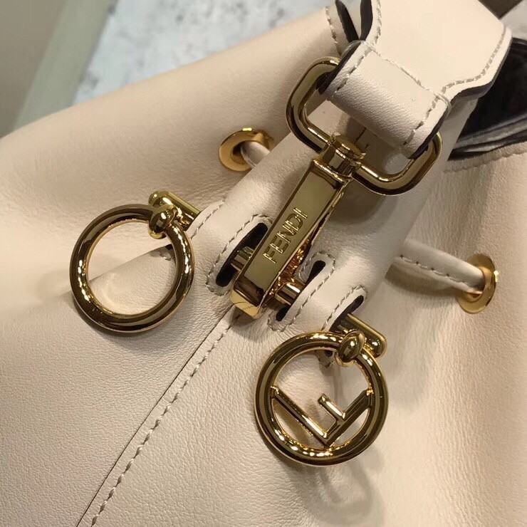 F**di small mon tresor bucket bag in white calfskin