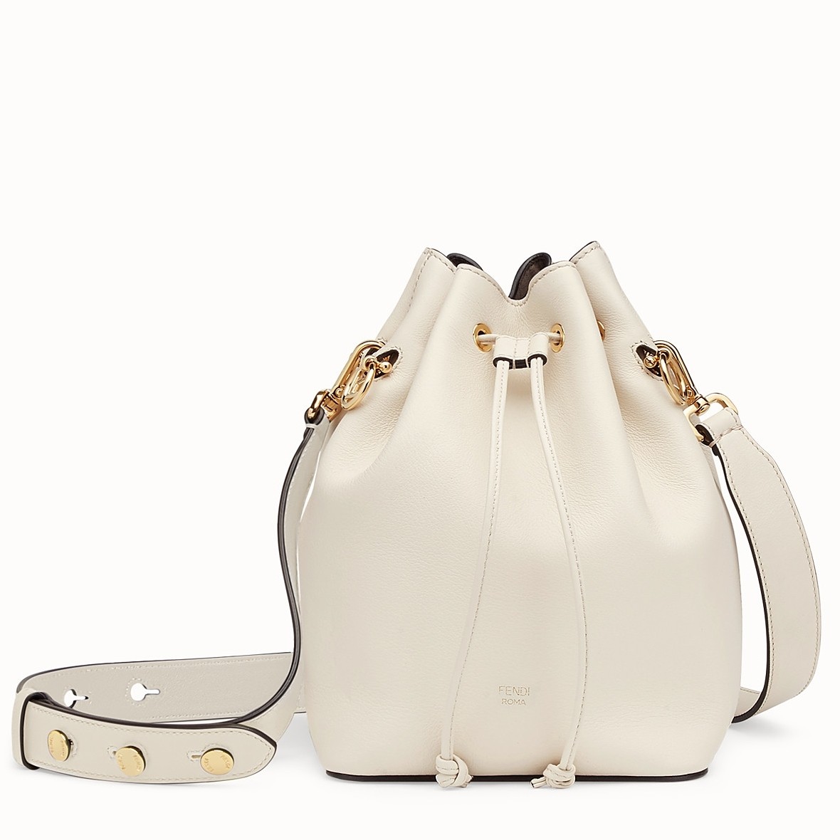 F**di small mon tresor bucket bag in white calfskin