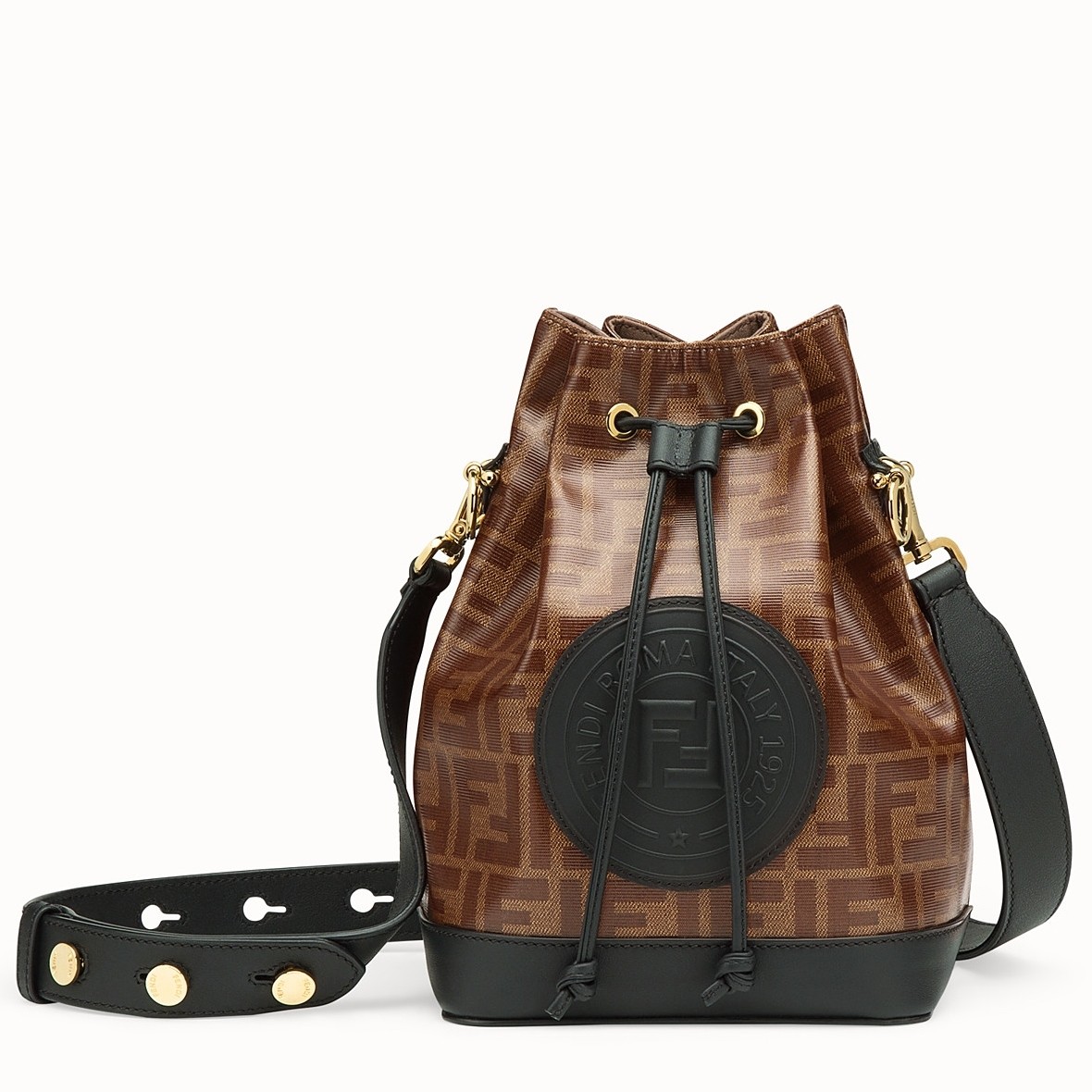 F**di small mon tresor bucket fabric black bag