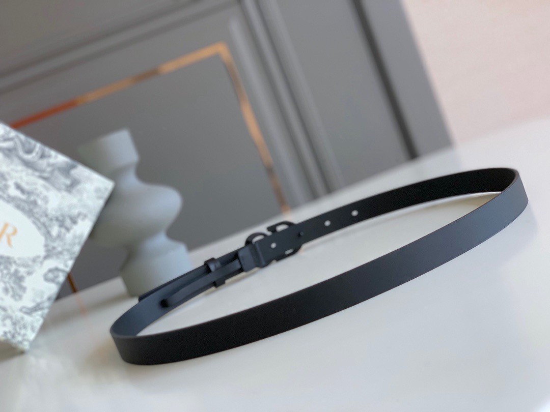 D*or saddle 20mm belt in black matte calfskin