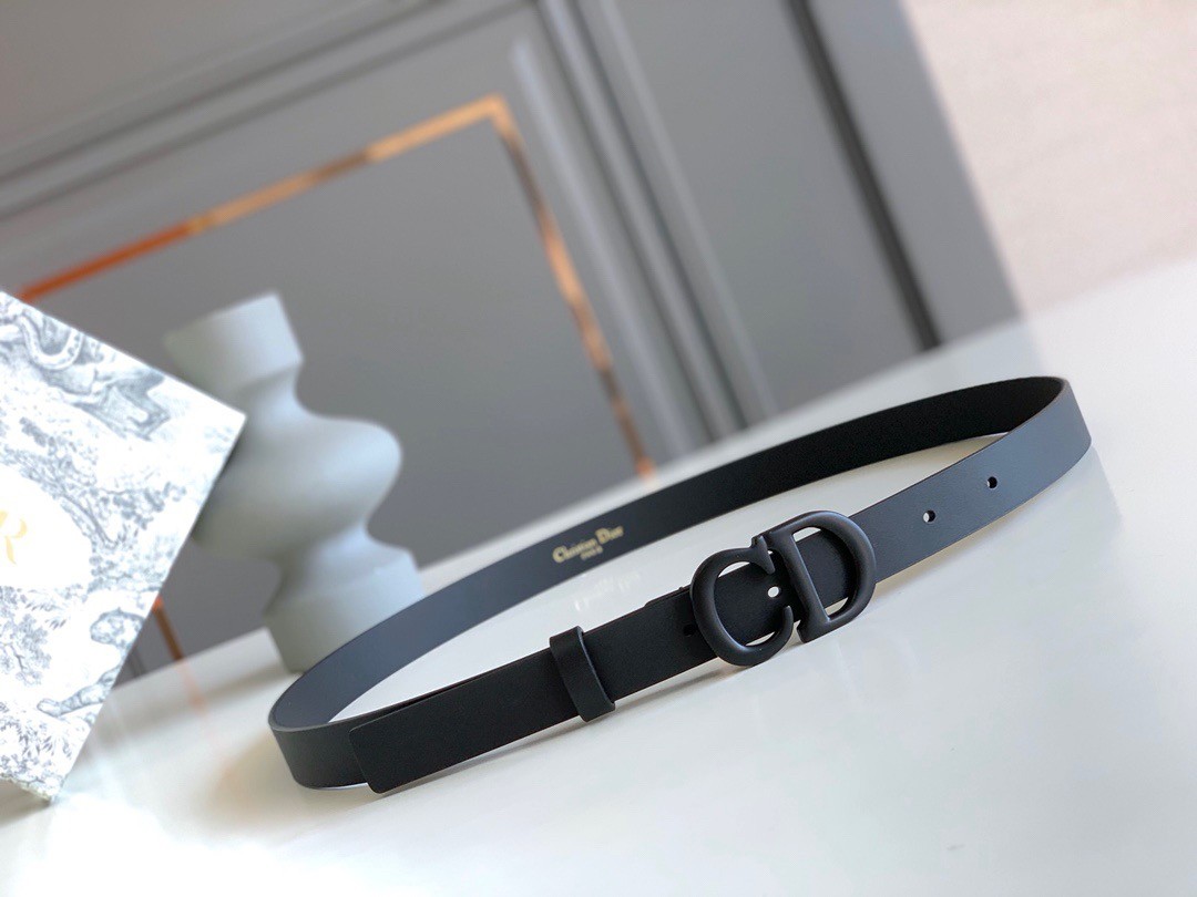 D*or saddle 20mm belt in black matte calfskin