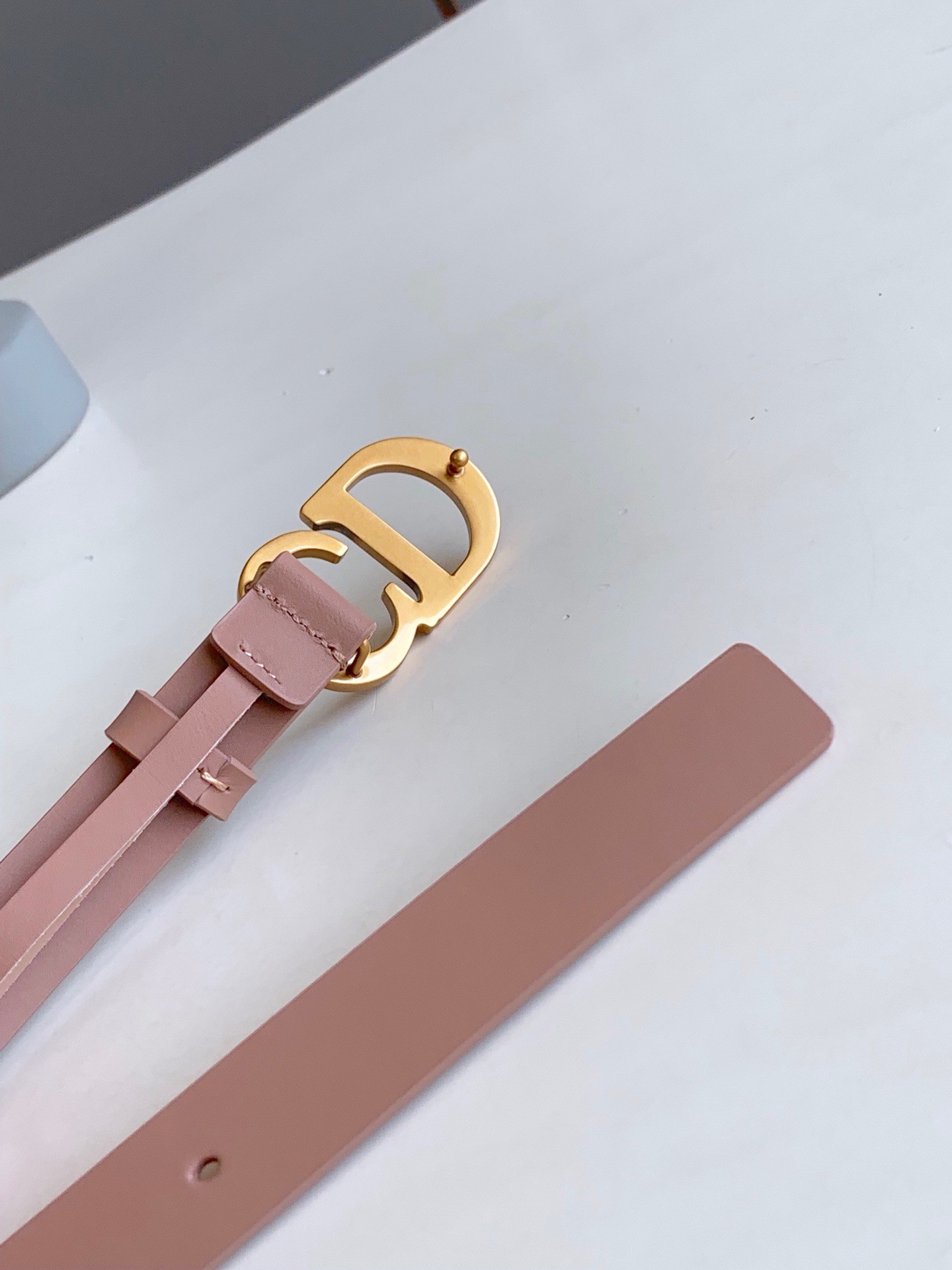 D*or saddle 20mm belt in nude calfskin