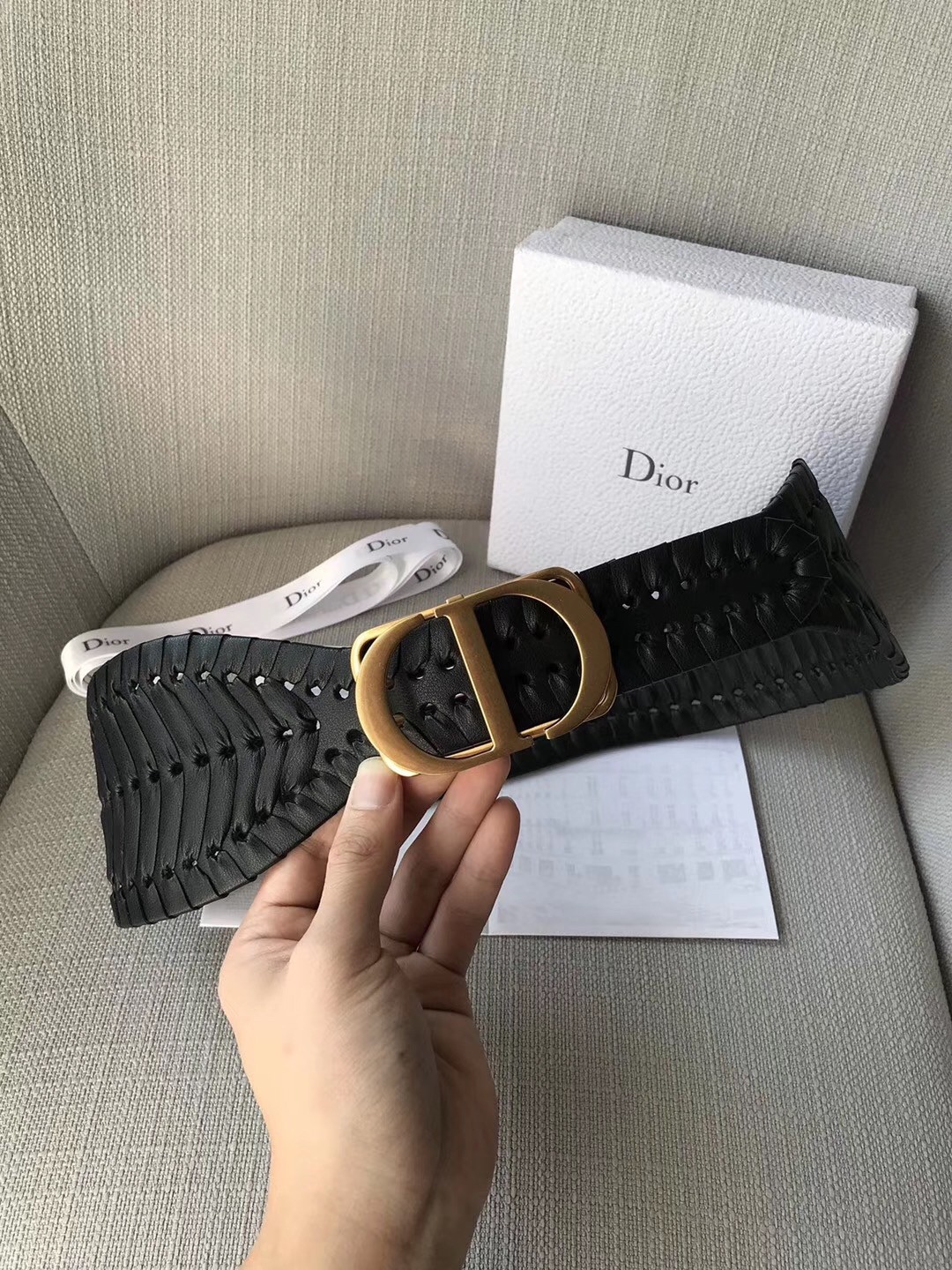 D*or 30 montaigne 40mm belt in black calfskin