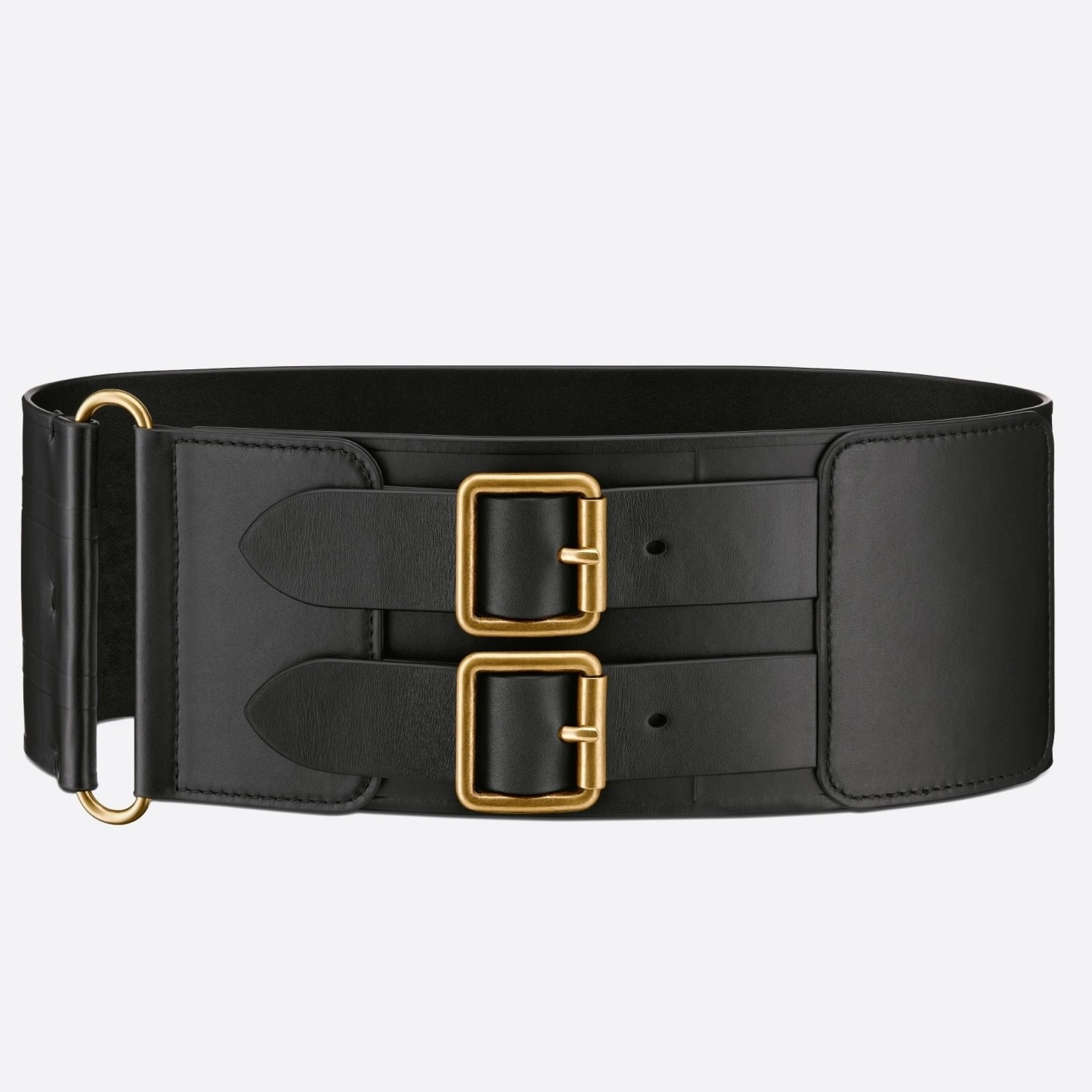 D*or d-waist belt 100mm in black smooth calfskin