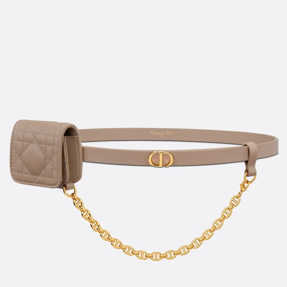 D*or caro 15mm belt with removable pouch in beige calfskin