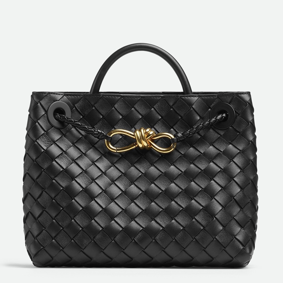 bo*te*ga Ve*ne*ta small andiamo bag in black intrecciato lambskin