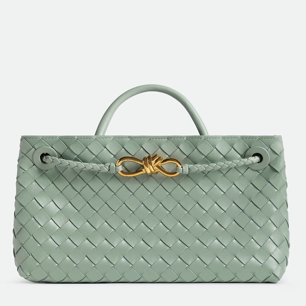 bo*te*ga Ve*ne*ta andiamo small east/west bag in sauge intrecciato lambskin