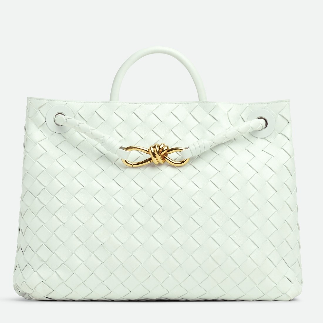 bo*te*ga Ve*ne*ta andiamo medium bag in glacier intrecciato lambskin