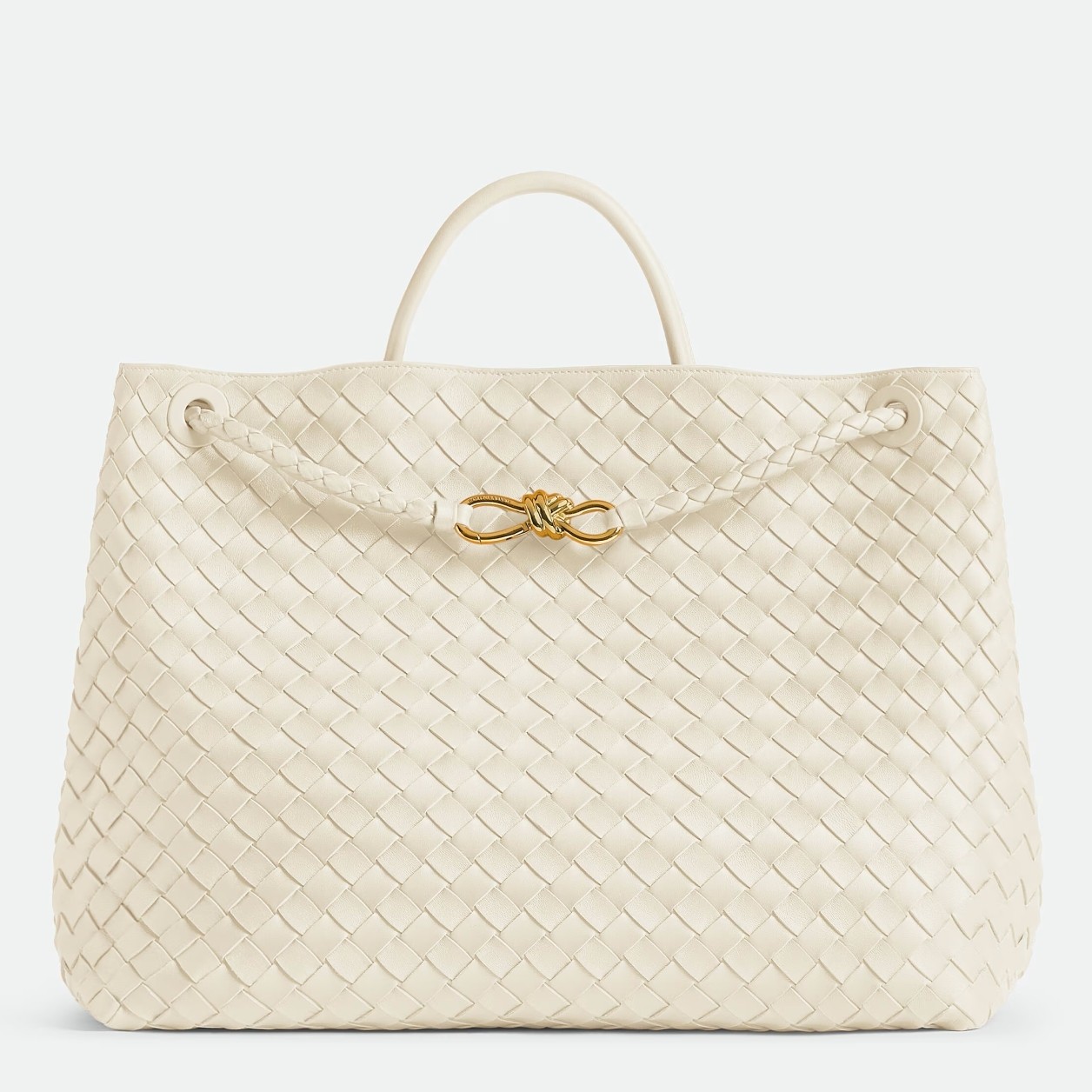 bo*te*ga Ve*ne*ta andiamo large bag in white intrecciato lambskin