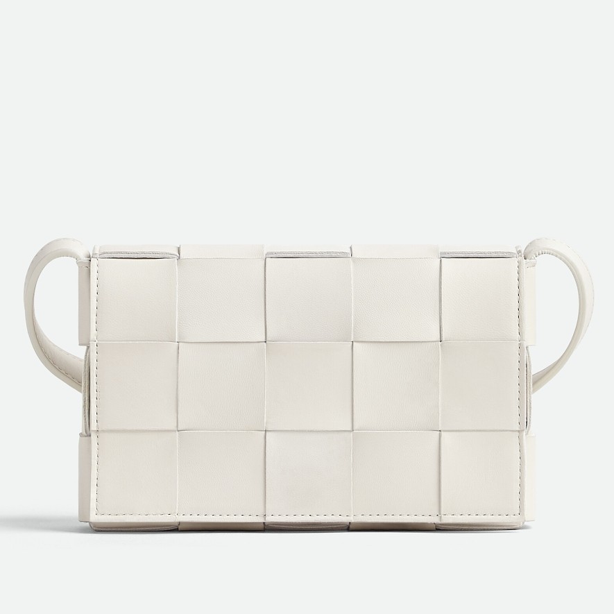 bo*te*ga Ve*ne*ta small cassette bag in white intrecciato lambskin