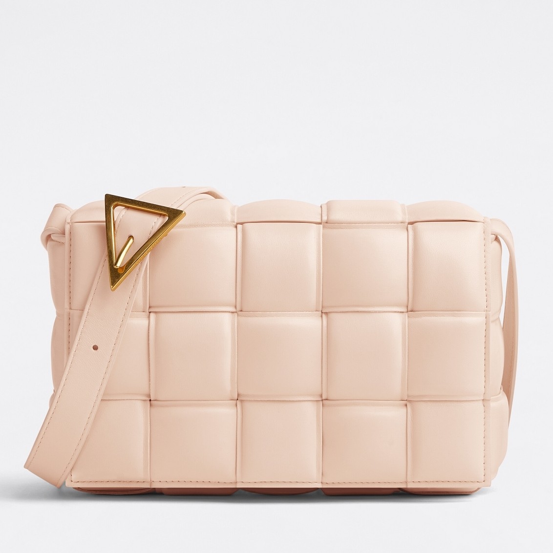 bo*te*ga Ve*ne*ta padded cassette bag in melon lambskin
