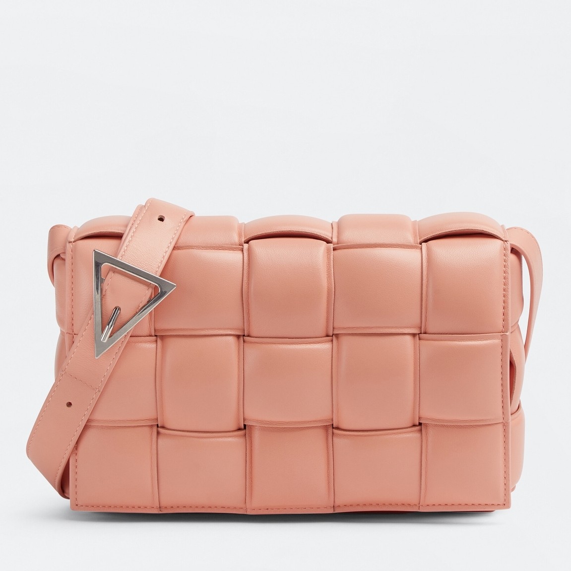 bo*te*ga Ve*ne*ta padded cassette bag in peachy lambskin