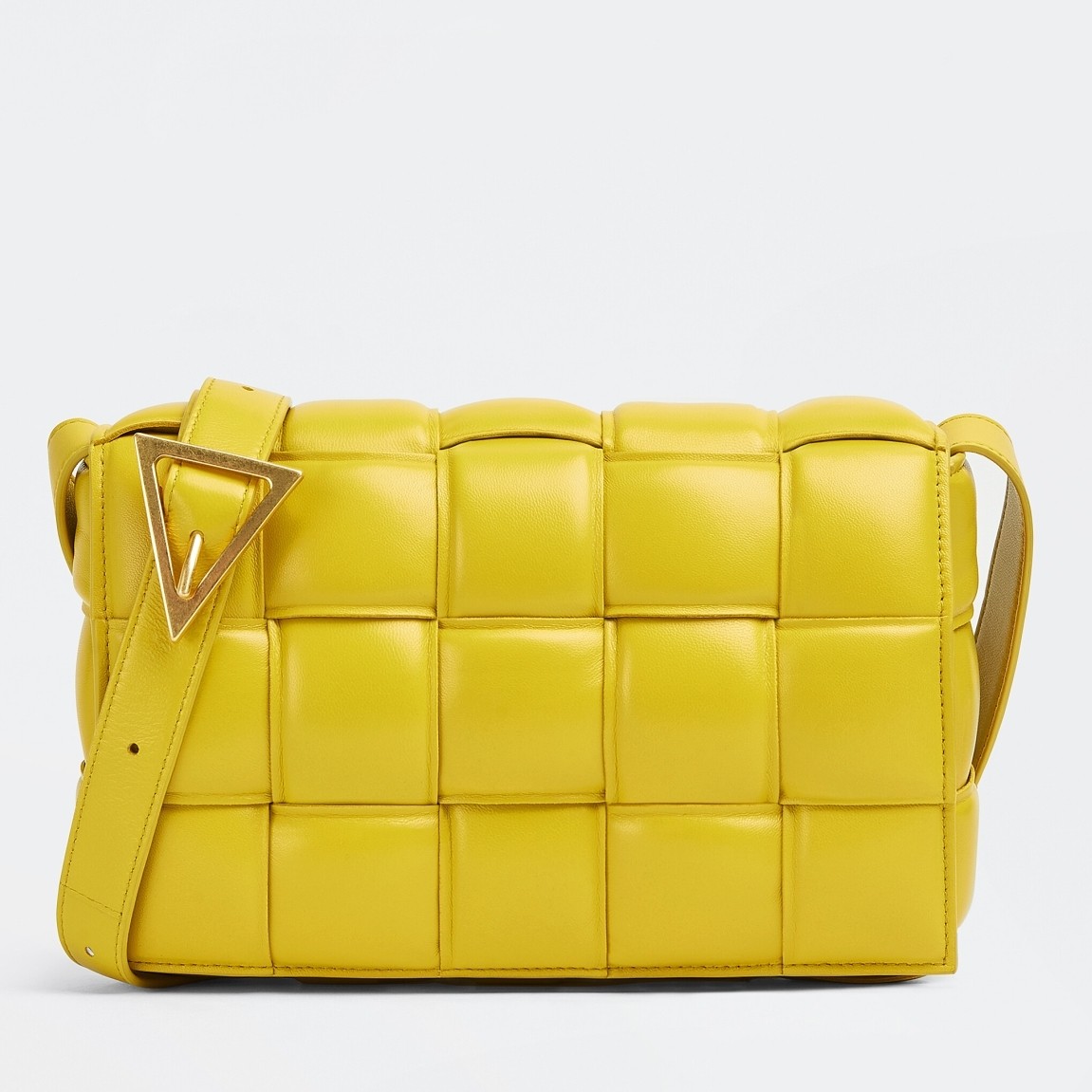 bo*te*ga Ve*ne*ta padded cassette bag in yellow lambskin