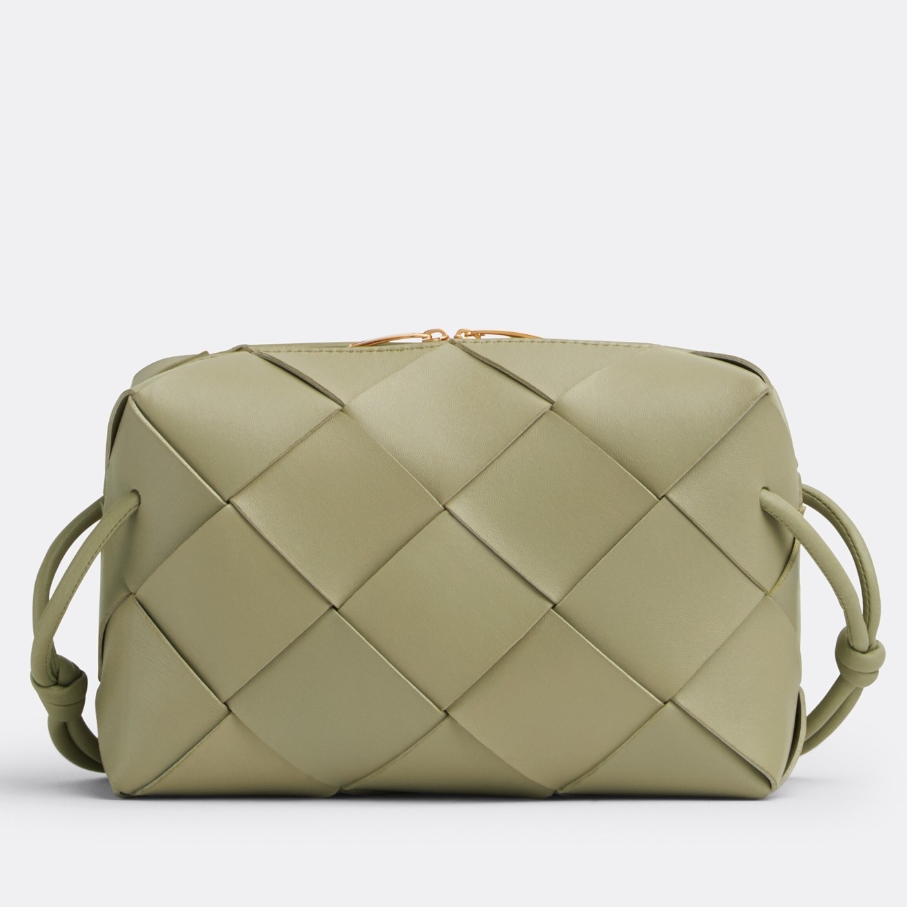 bo*te*ga Ve*ne*ta small cassette camera bag in travertine lambskin