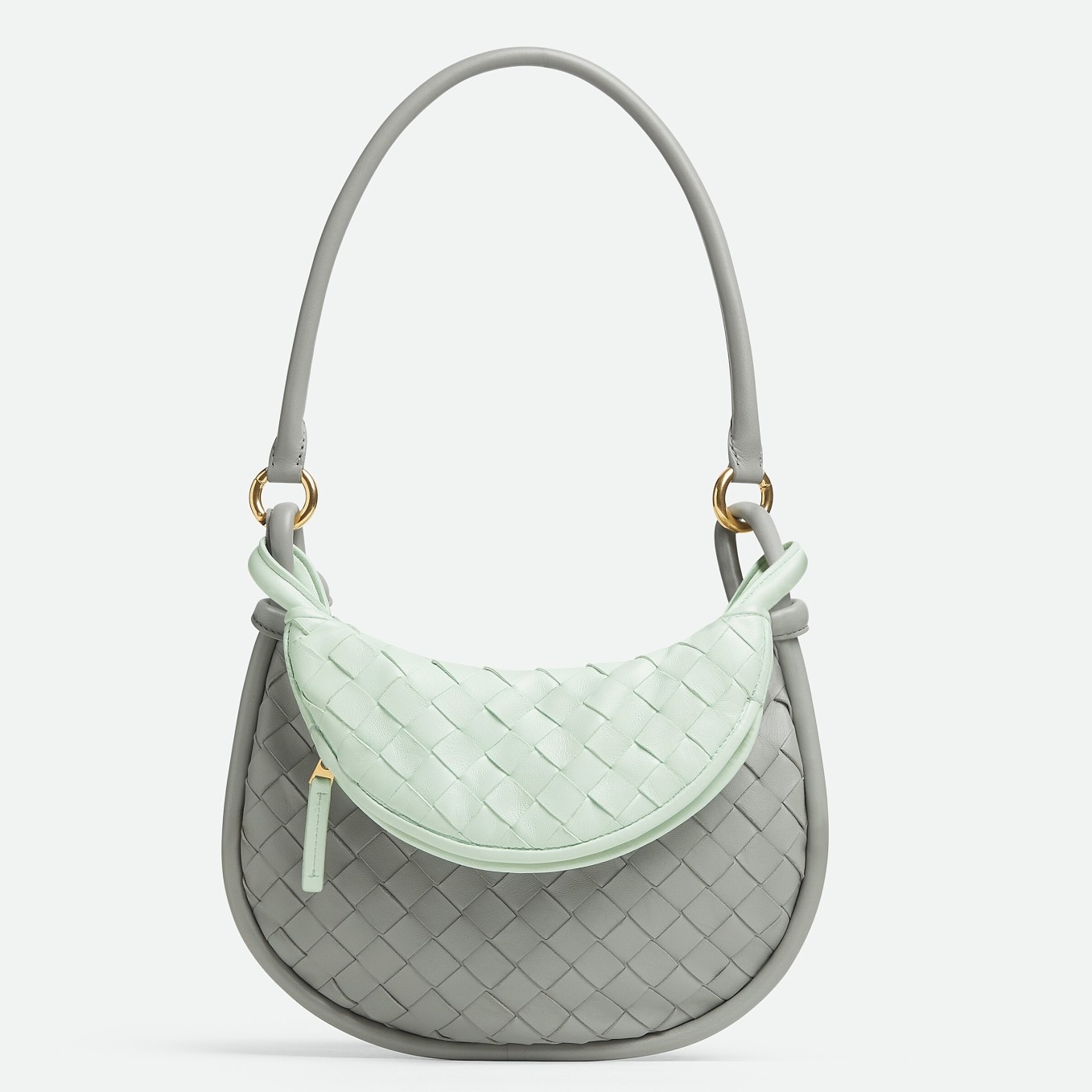 bo*te*ga Ve*ne*ta gemelli small bag in grey/glacier intrecciato lambskin