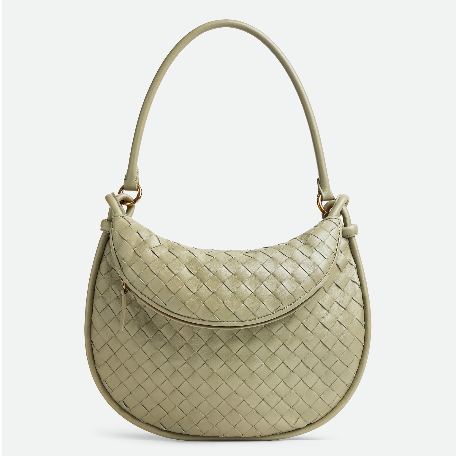 bo*te*ga Ve*ne*ta gemelli medium bag in travertine intrecciato lambskin