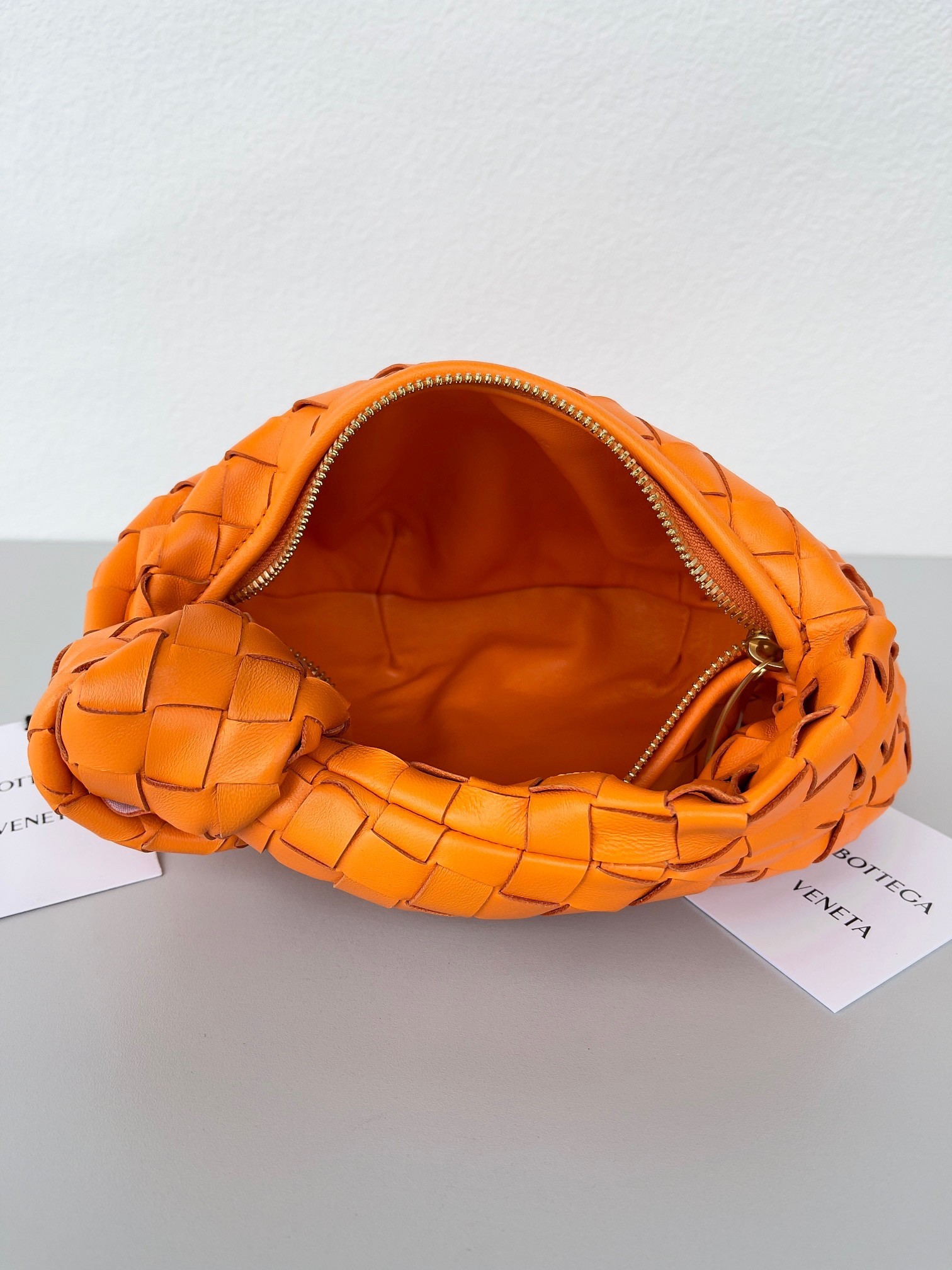 bo*te*ga Ve*ne*ta bv jodie mini bag in orange intrecciato lambskin