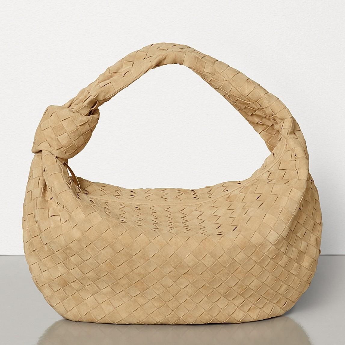 bo*te*ga Ve*ne*ta large bv jodie bag in sand woven suede