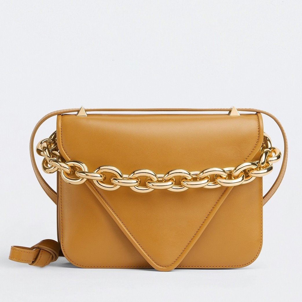 bo*te*ga Ve*ne*ta mount small bag in yellow calfskin