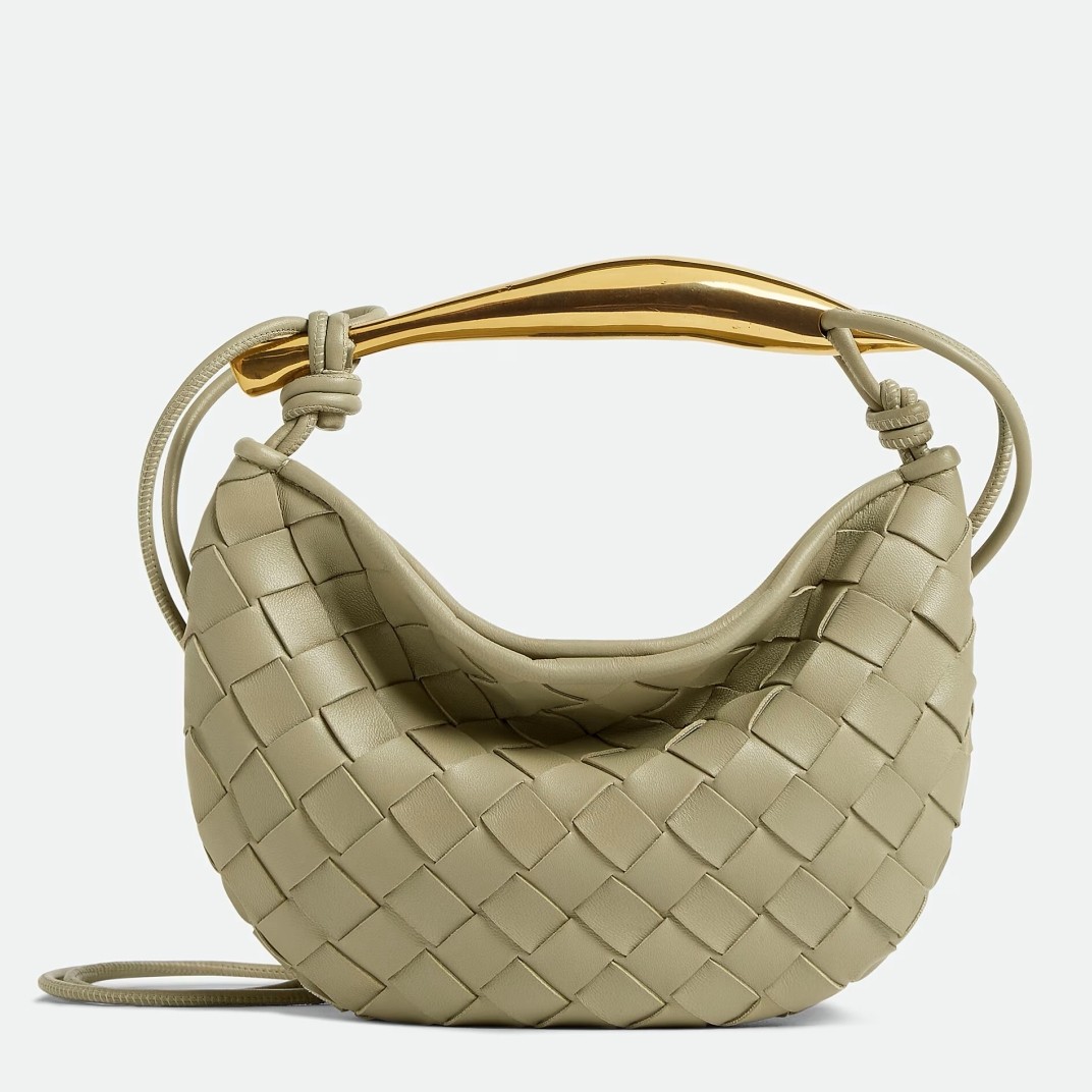 bo*te*ga Ve*ne*ta sardine mini bag in travertine intrecciato lambskin