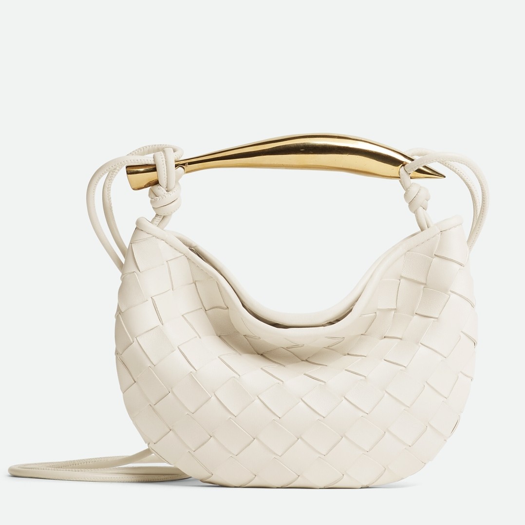 bo*te*ga Ve*ne*ta sardine mini bag in white intrecciato lambskin