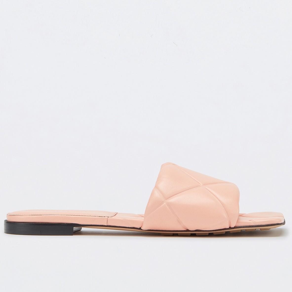 bo*te*ga Ve*ne*ta rubber lido slides in peachy lambskin