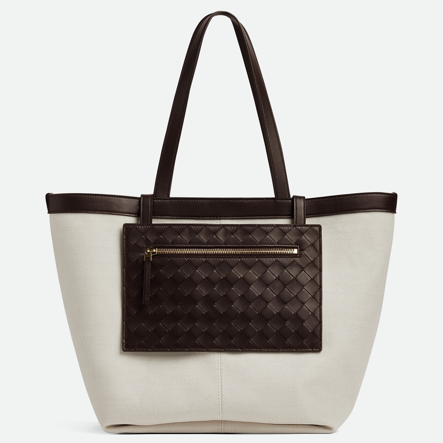 bo*te*ga Ve*ne*ta medium flip flap bag in canvas with fondant leather
