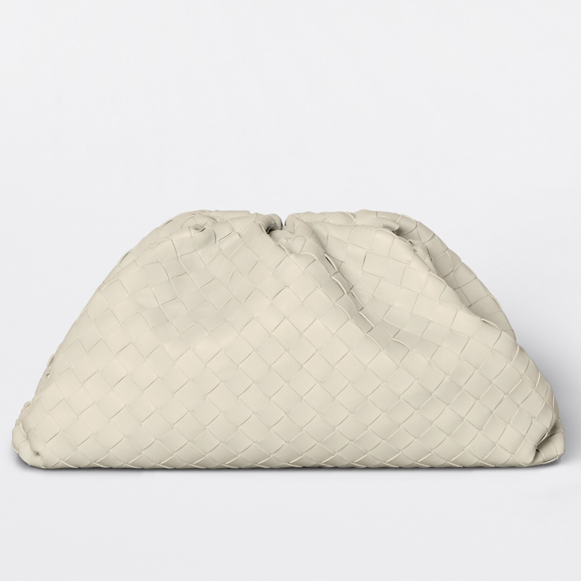 bo*te*ga Ve*ne*ta the pouch clutch in plaster intrecciato leather