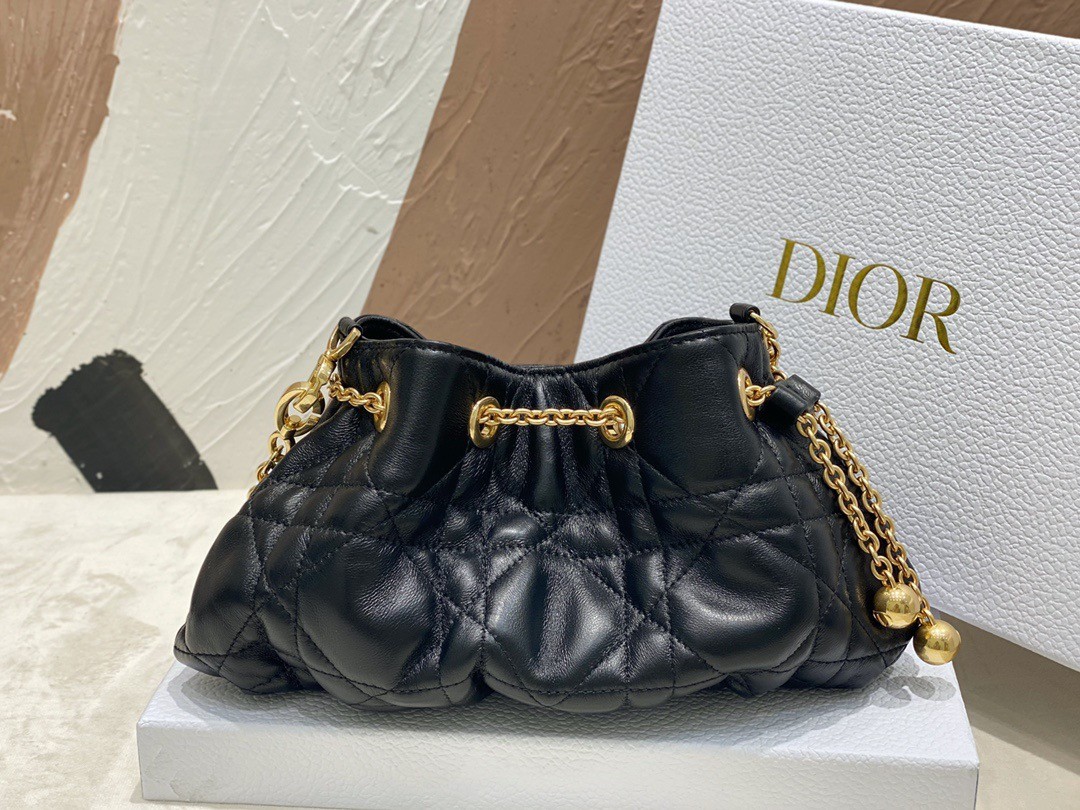D*or ammi small bag in black macrocannage lambskin