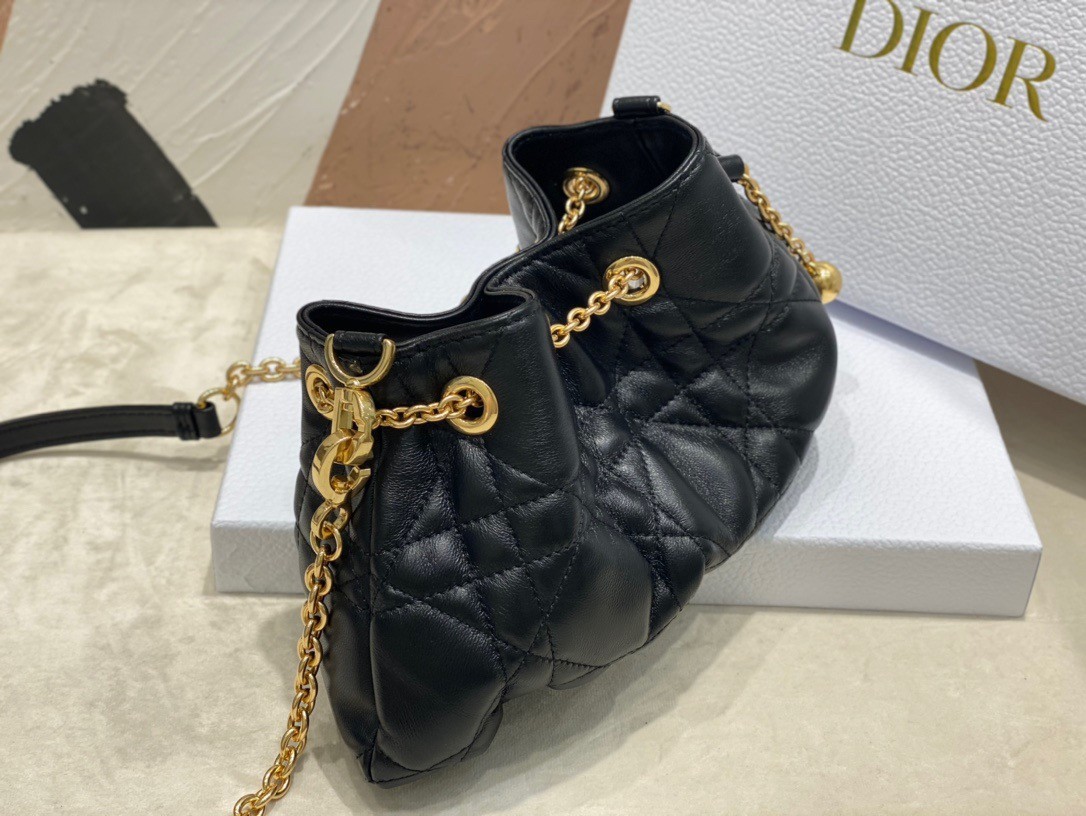 D*or ammi small bag in black macrocannage lambskin