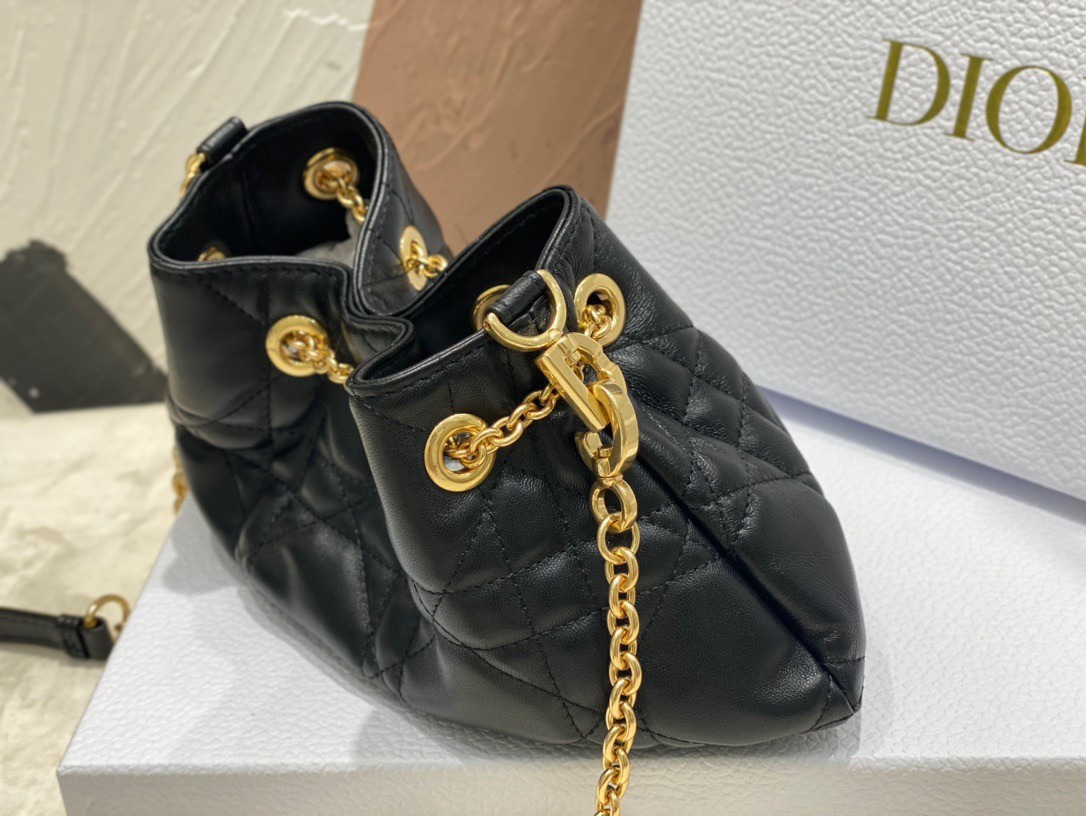 D*or ammi small bag in black macrocannage lambskin