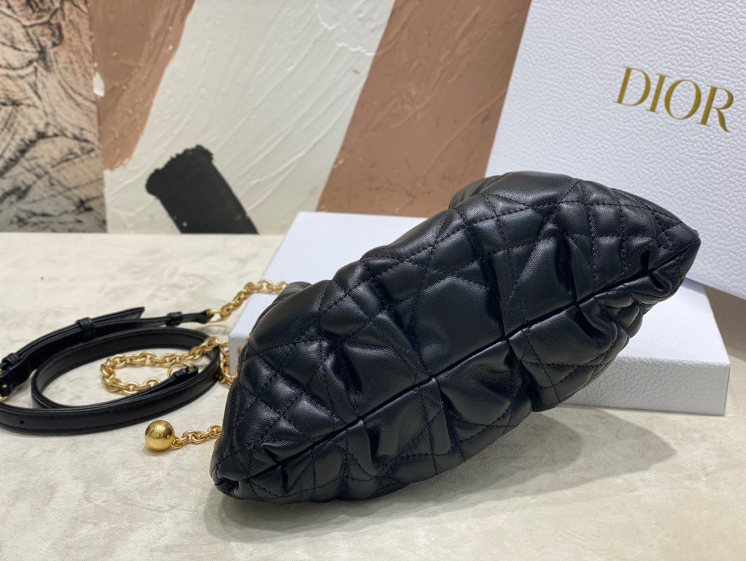 D*or ammi small bag in black macrocannage lambskin