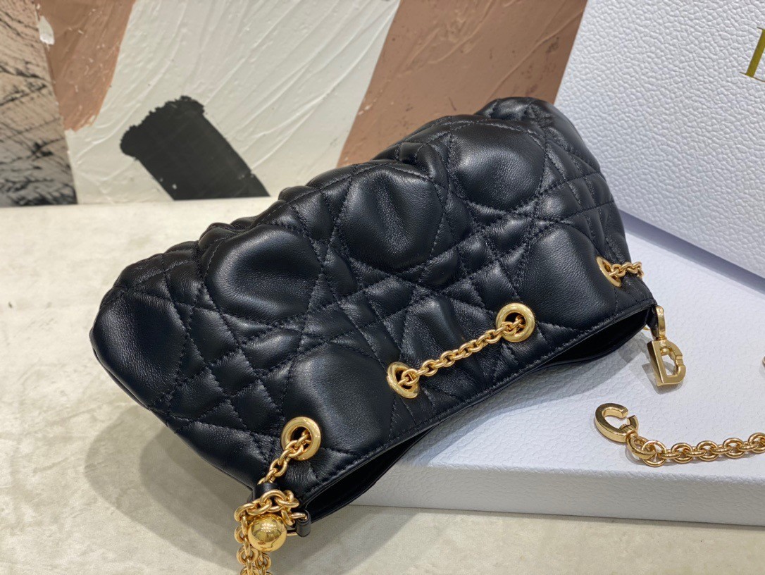 D*or ammi small bag in black macrocannage lambskin