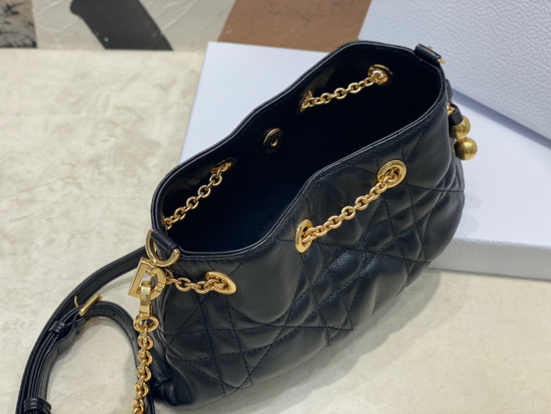 D*or ammi small bag in black macrocannage lambskin