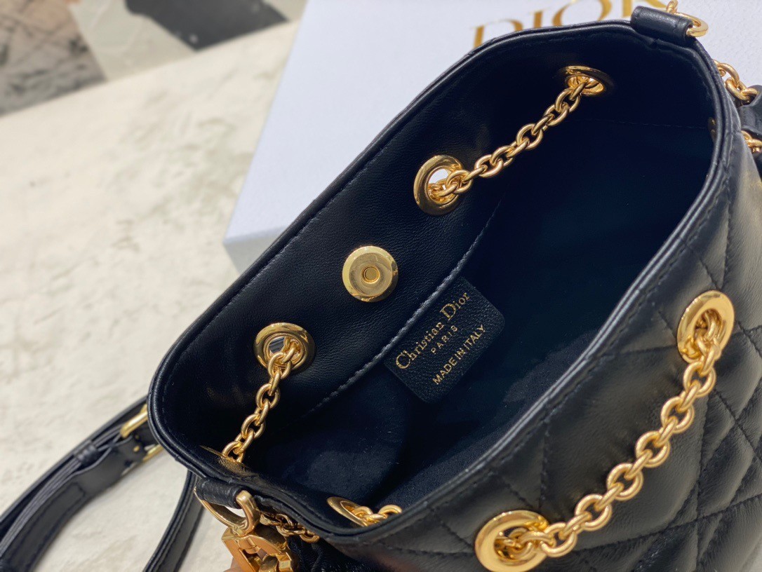 D*or ammi small bag in black macrocannage lambskin