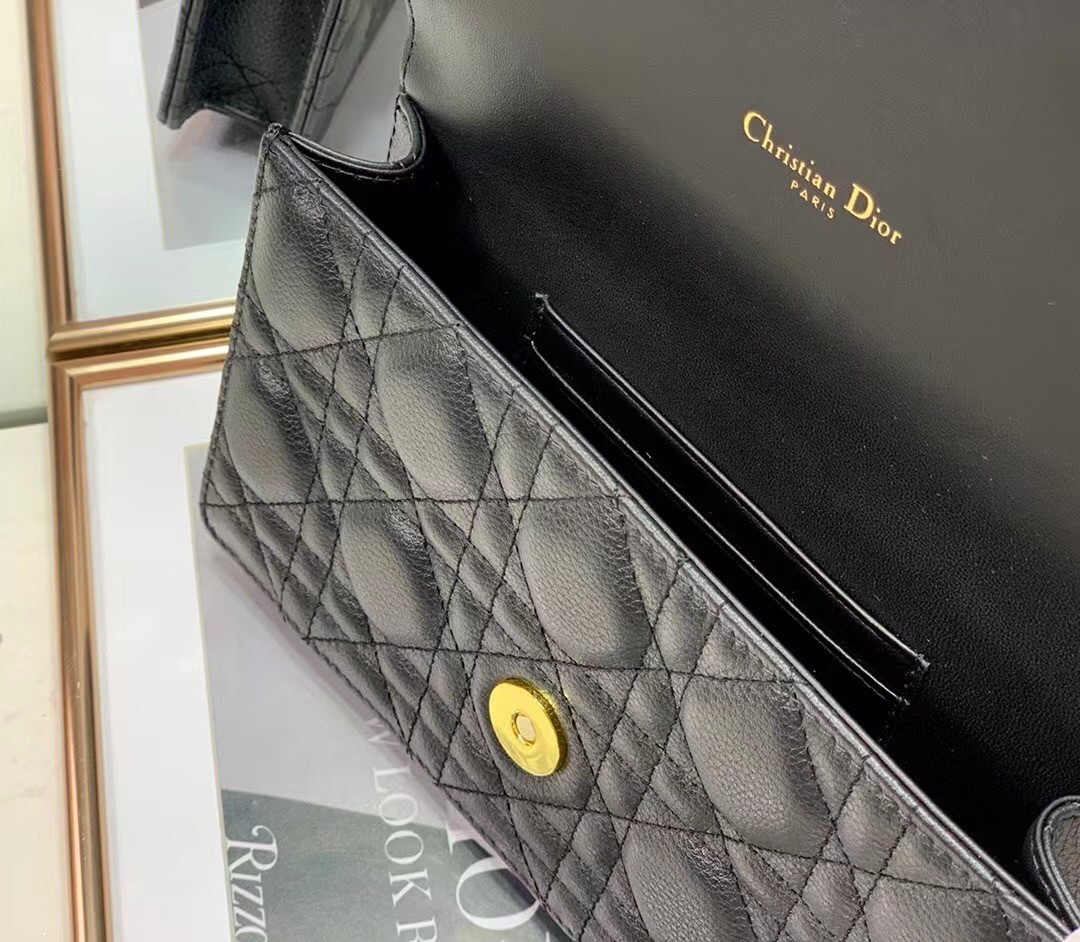 D*or caro belt pouch with chain in black calfskin