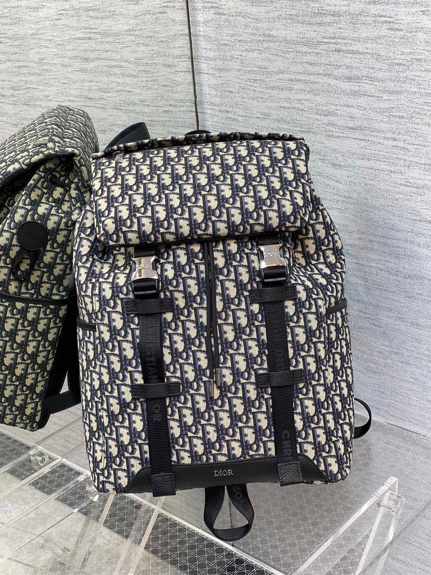 D*or explorer backpack in black D*or oblique jacquard