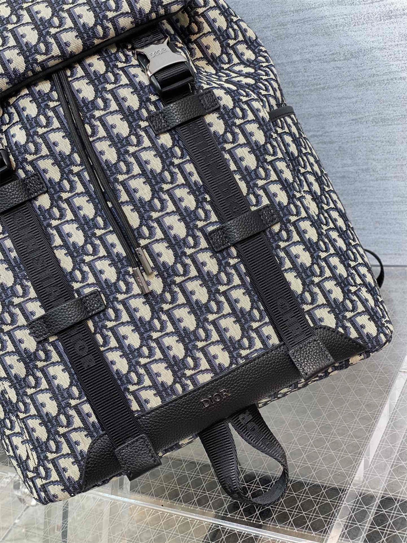 D*or explorer backpack in black D*or oblique jacquard