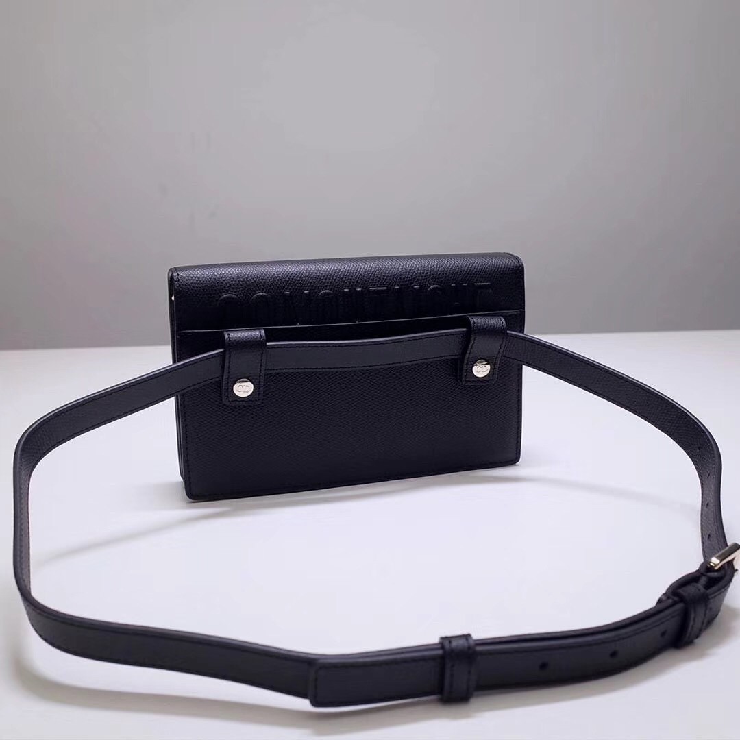 D*or 30 montaigne 2 in 1 belt bag in black calfskin
