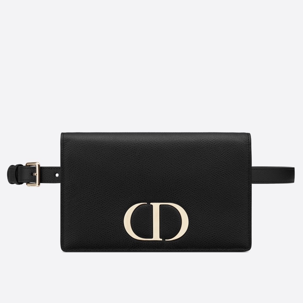 D*or 30 montaigne 2 in 1 belt bag in black calfskin