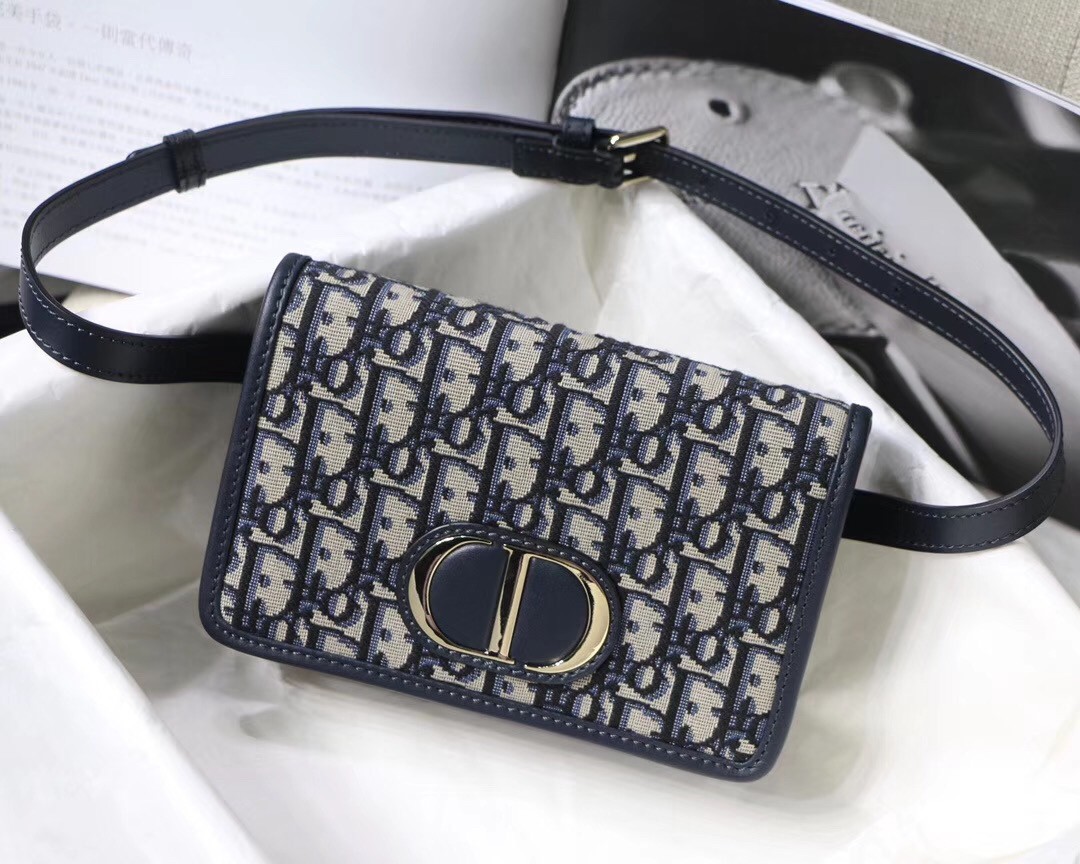 D*or 30 montaigne 2 in 1 pouch in blue oblique canvas